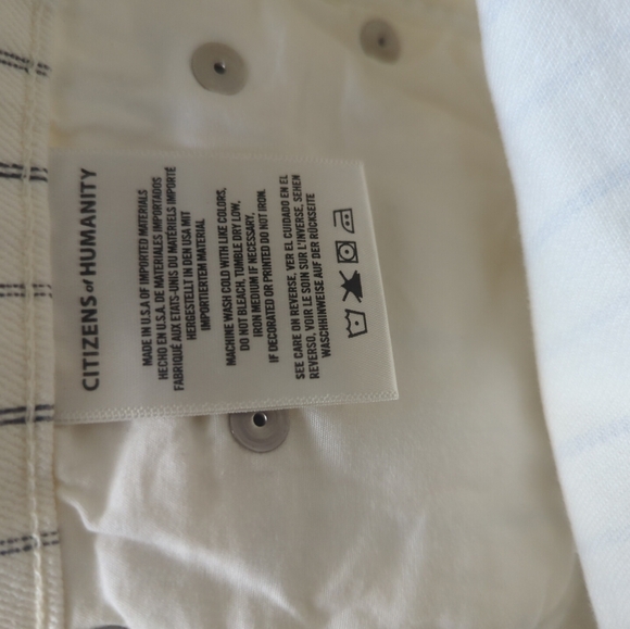 Citizens of humanity racket crop in cream straight highrise skinny jeans size 32 - Picture 9 of 10